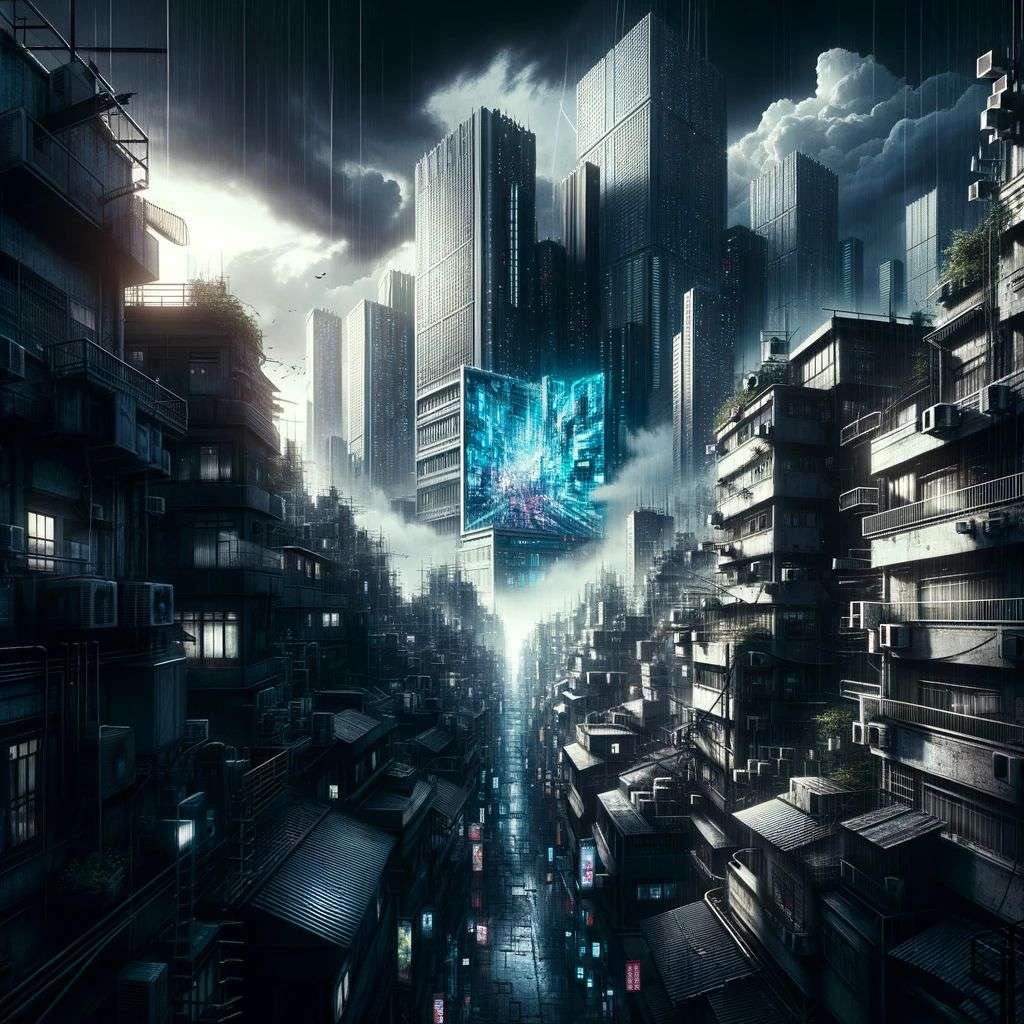 a representation of anxiety, digital art, dystopia